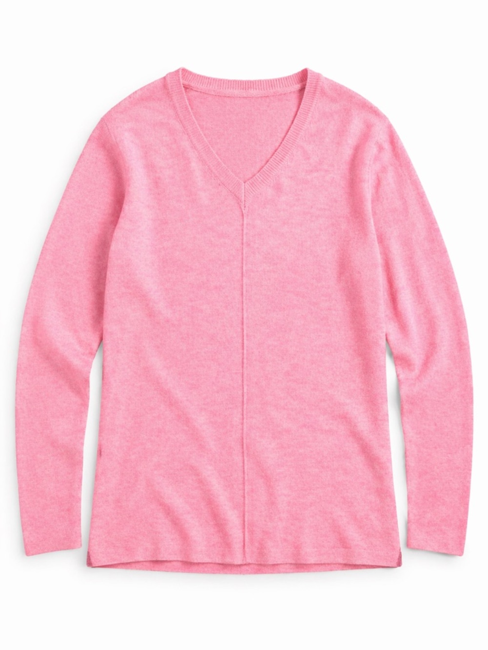 NWT Talbots Pink Heather Marled V-Neck 3/4 Sleeve Cotton Sweater Preppy Top Sm